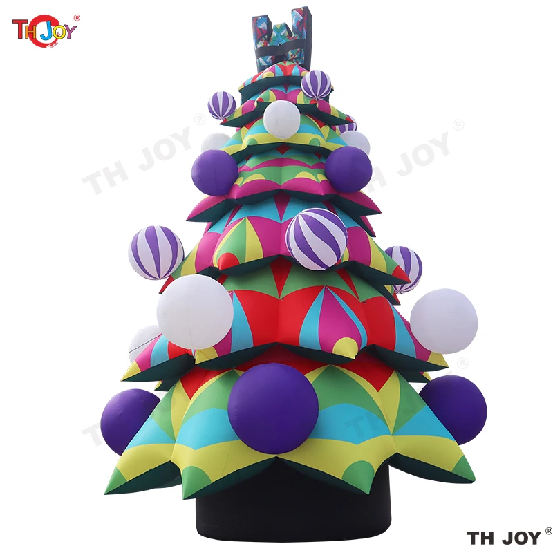 Albero di Natale gonfiabile gigante all'aperto da 40 piedi con palline multicolori e stelle Decorazione per feste Palloncino gonfiabile per alberi di Natale