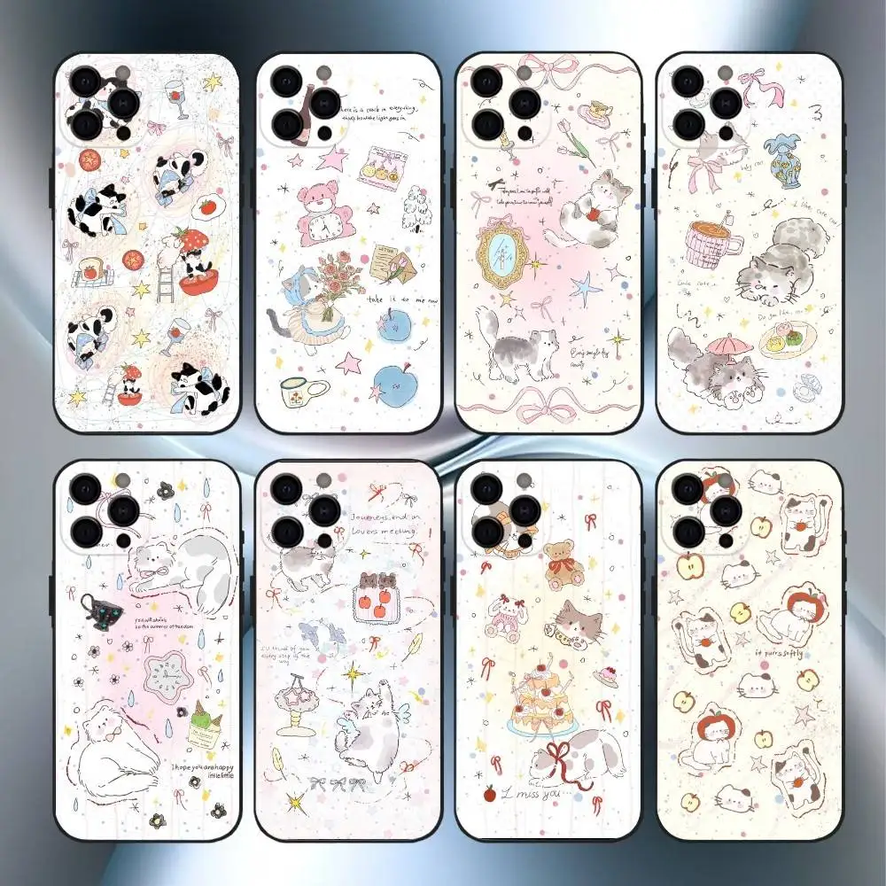 

cute little K-kitten Phone Case For iPhone17,16,15,14,13,12,11 Plus,Pro Max Soft Black Cover