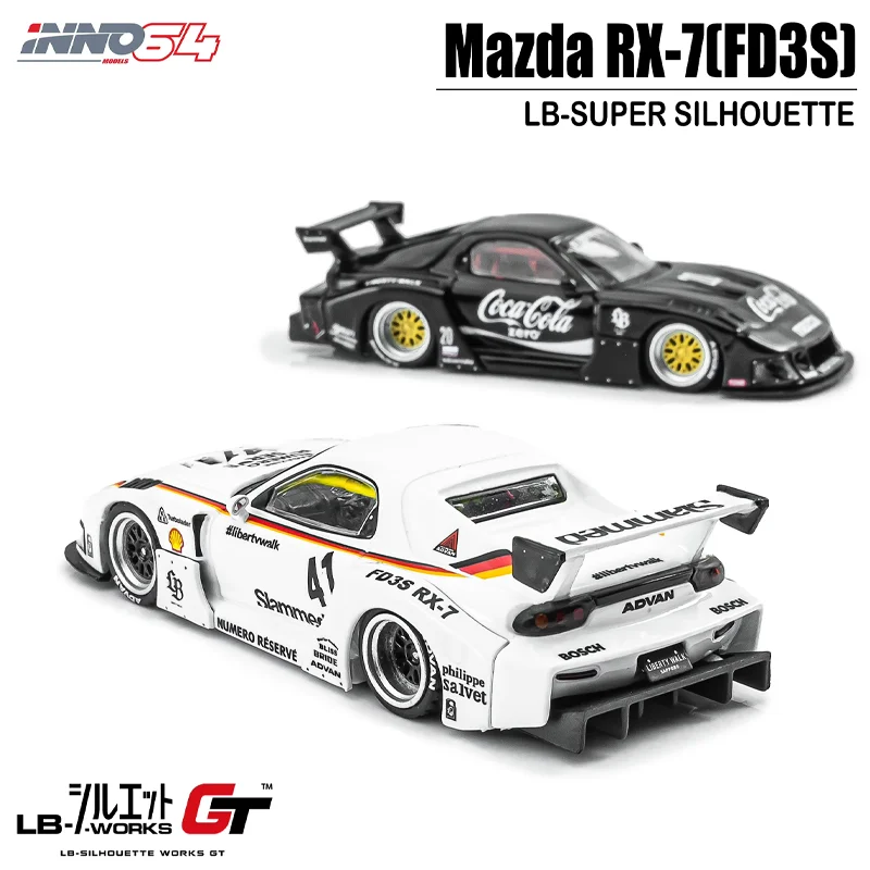 INNO 1/64 Mazda RX-7(FD3S) LB-SUPER SILBathroom UETTE Alliage Jouet Véhicule À Moteur Moulé Sous Pression Modèle En Métal Cadeaux