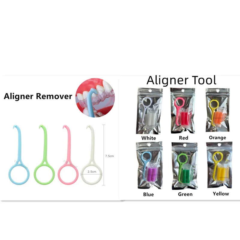 Dental ortodontyczne Aligner Chewies Remover Aligner Tray Seater invisilign szelki narzędzie do usuwania plastikowy hak