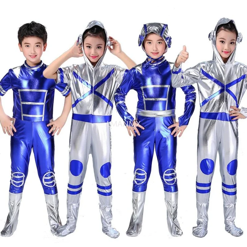 Kid party cosplay robot costume astronaut performance space stage dance wear children clothing jumpsuit skirt clothes boy girl