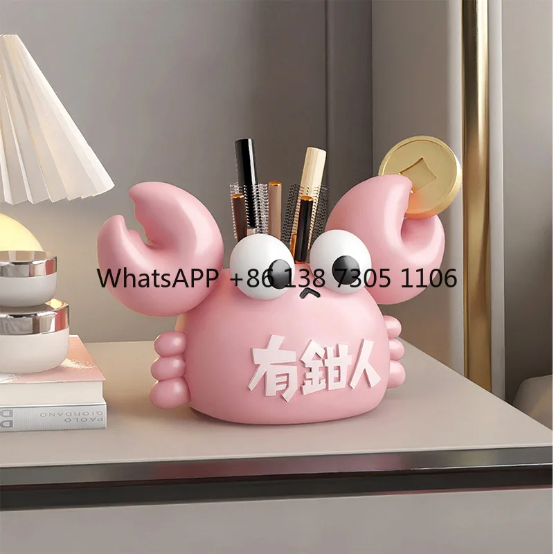 

Desktop birthday gift creative crab pen holder ornament home accessories dresser makeup lipstick storage box