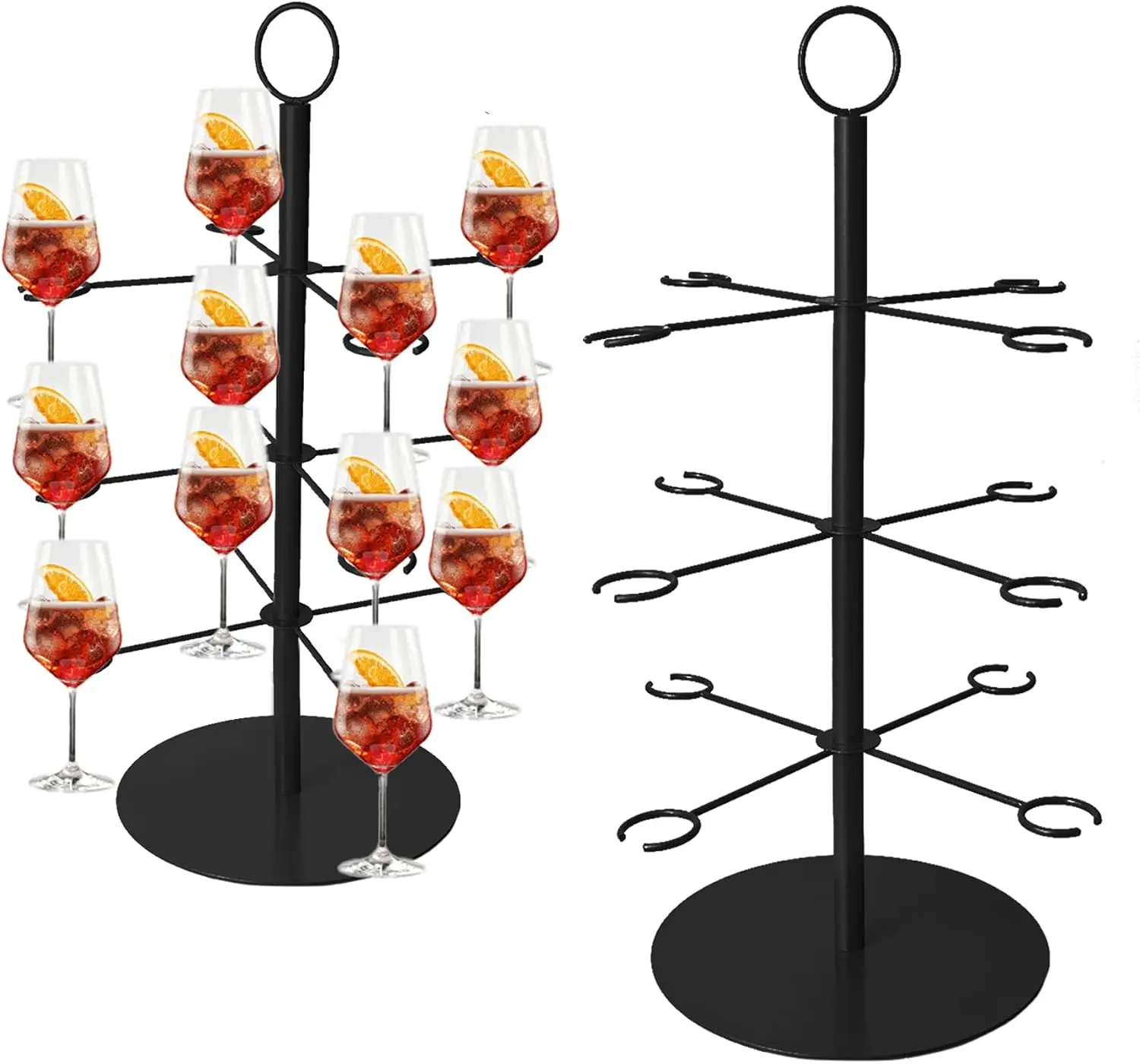 Champagne Tower Champagne Stand,Cocktail Tree Stand for Drinks Tower,3 Tier 12 Brackets Metal Wine Glass Display Holder