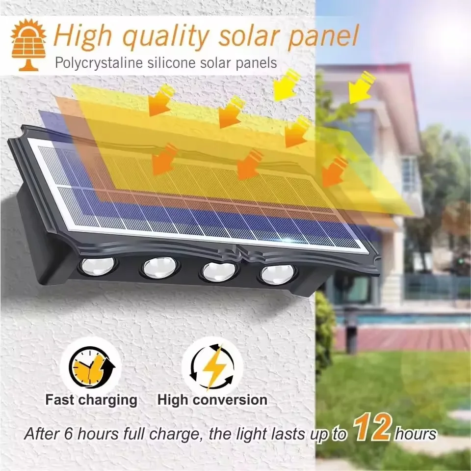 Solar Wall Lamp Outdoor LED Solar Light Waterproof Up And Down Luminous Lighting Yard Garden Decoration Solar Powered Lights