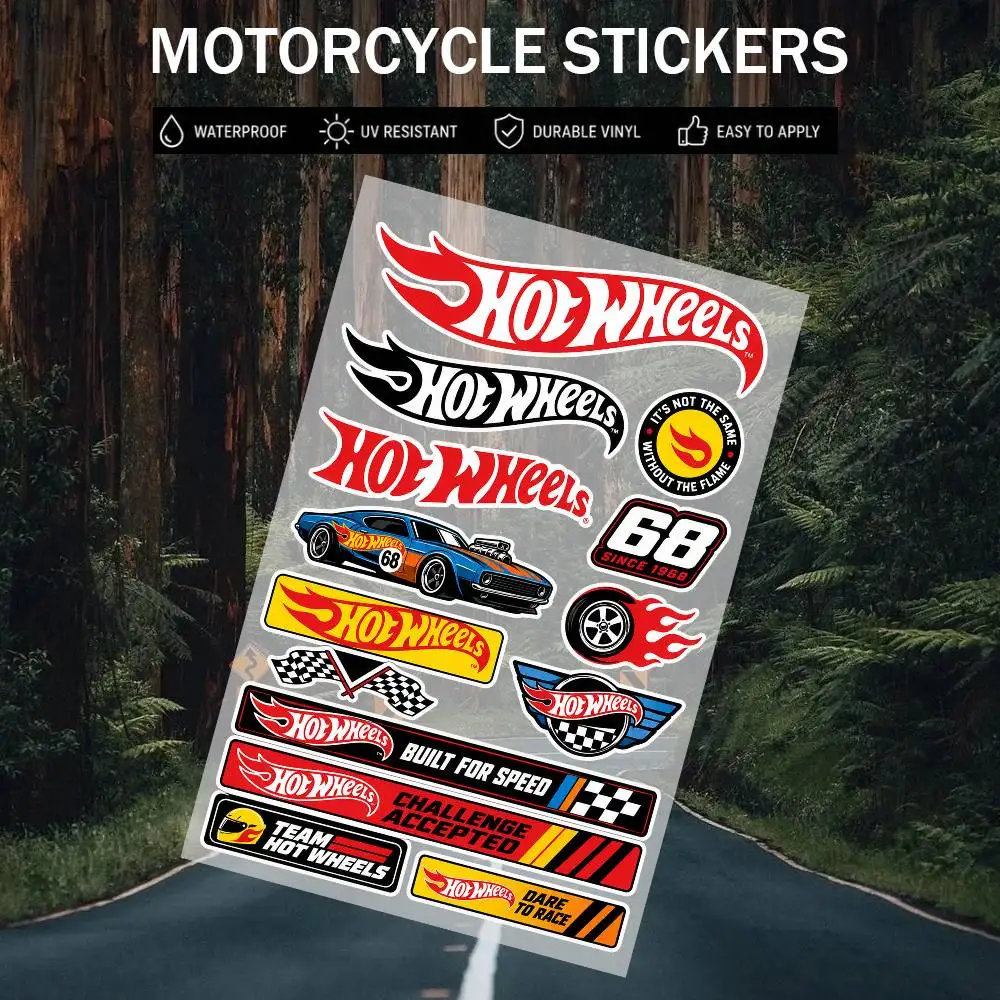 H-ot W-h-eels Aufkleber-Set Hochwertig Bedruckte und Geschnittene Aufkleber Motorrad-Aufkleber – Detail 1