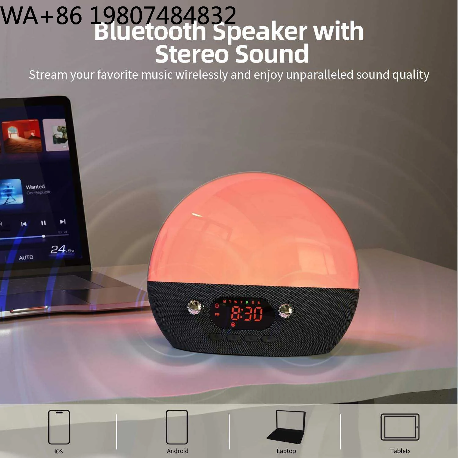 WiFi Smart Atmosphere Lamp Sunrise Simulation Dimmable RGB Light Built-in White Noise Bluetooth Sleep Aid For Bedroom Decor