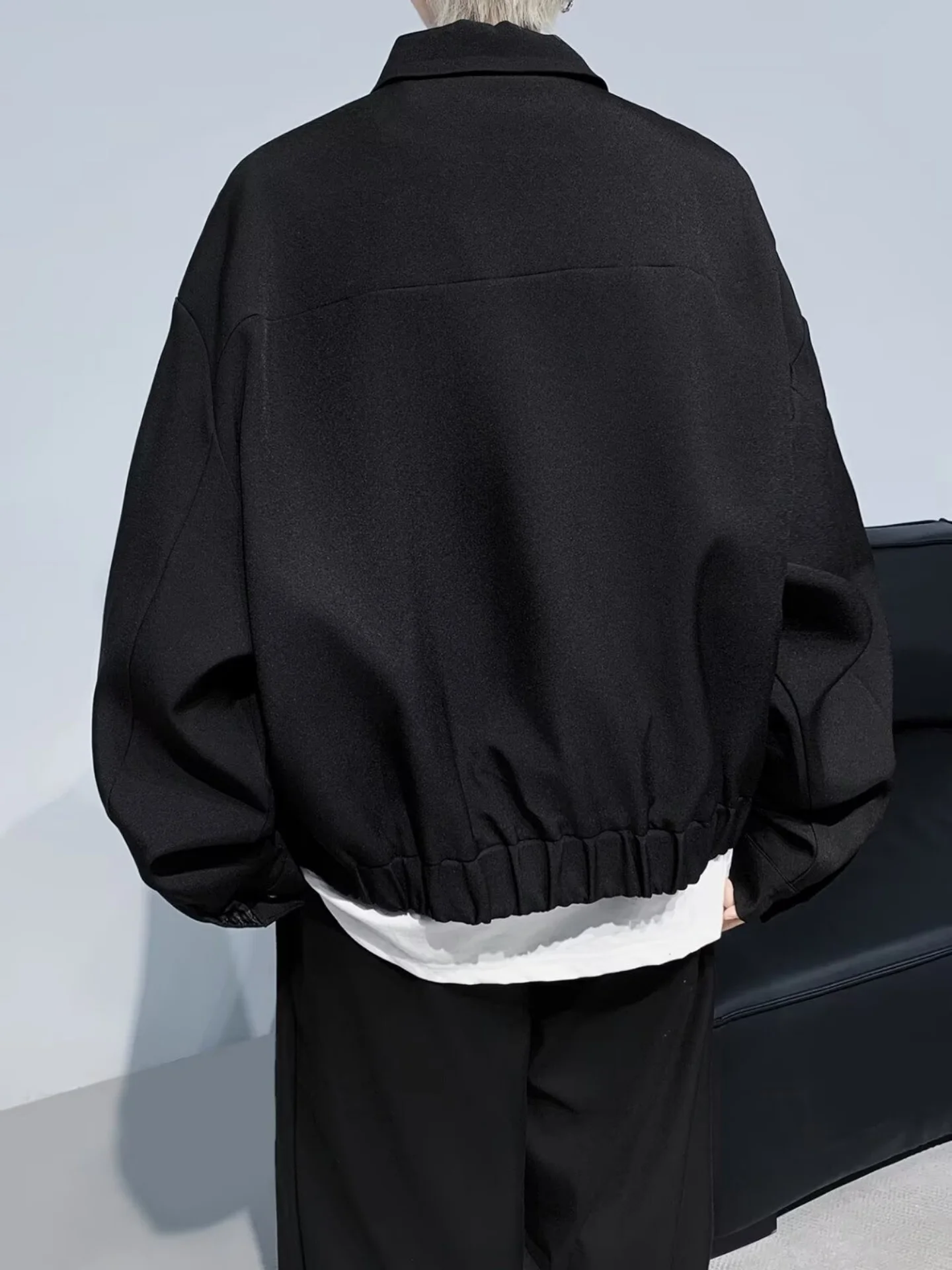 Dark Deconstructed Metal Buckle Collared Men's Jacket Irregular Design American Cleanfit Flight Jacket Youth Trend Spring Autumn