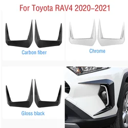 2PCS For Toyota RAV4 2020 2021 Car Front Bumper Fog Light Frame Cap Daytime Running Lamp Trim Eyebrow Cover Hood Modified