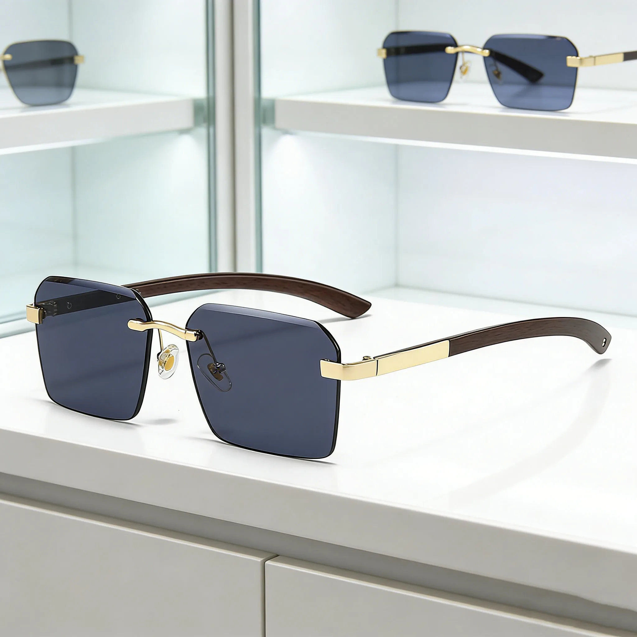 

2026 New Fashionable HD Luxury Frameless Women's Sunglasses Retro Neutral High Quality Leisure Travel Sunscreen Glasses