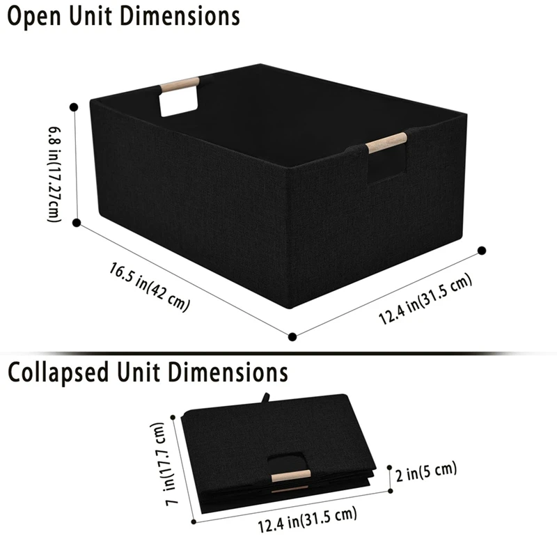 Papelera Rectangular para almacenamiento, cestas duraderas, cesta plegable decorativa con asas de transporte de madera
