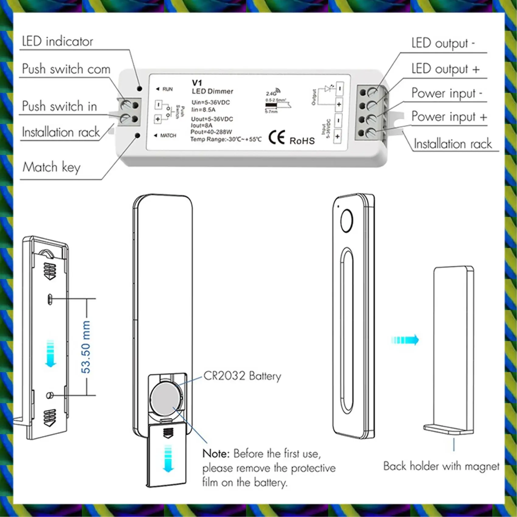 

Daily 3X LED Dimmer 12V 5V 24V 36V 8A PWM Wireless RF Switch With 2.4G Brightness Contact Remote For LED Single Color Strip