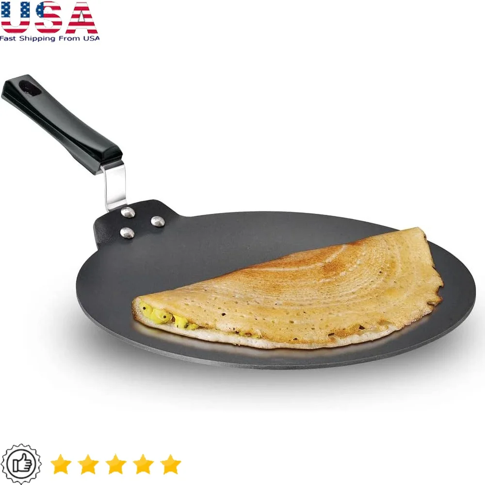 

Non-stick Dosa Tava Griddle 11-inch Heavy Gauge Cookware Dosa Uttapam Cutlets Fast Heat Conduction Stay-cool Handle Cookbook