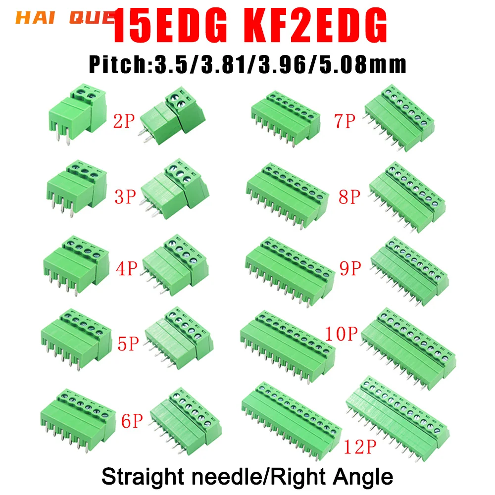 5 pares 15EDG KF2EDG 3,5mm 3,81mm 3,96mm 5,08mm bloque de terminales de tornillo PCB 2-14 pines enchufe macho hembra conector de