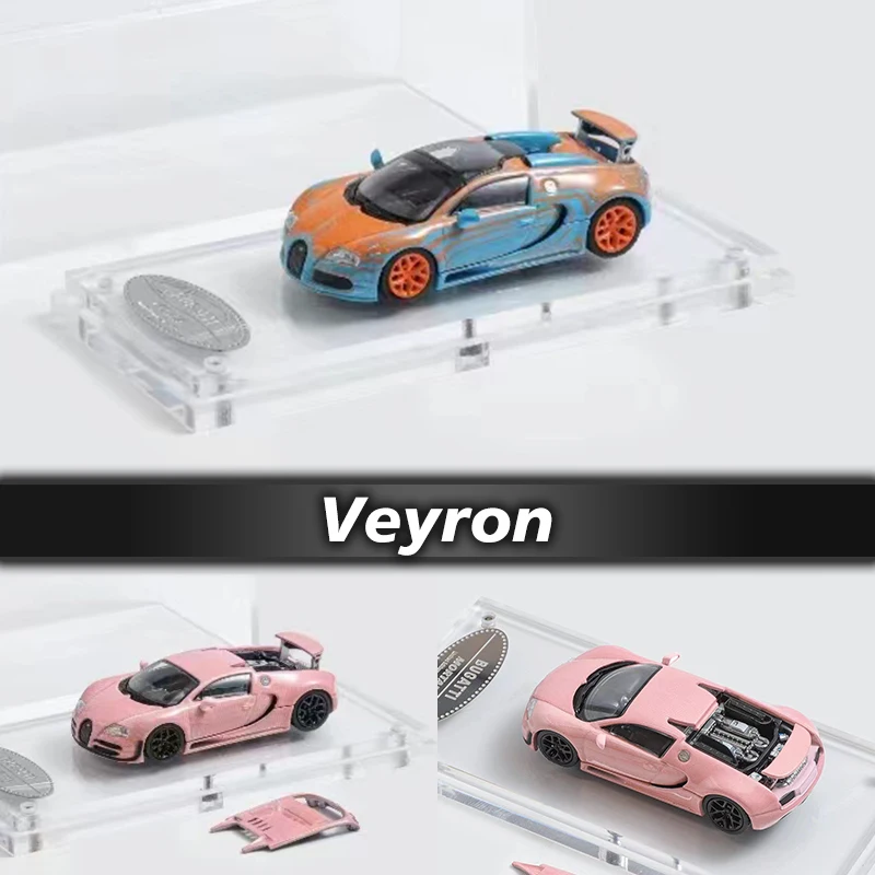 Presale Mortal 1:64 VEYRON Blue Orange Pink Carbon Diecast Diorama Car Model Collection Miniature Toys