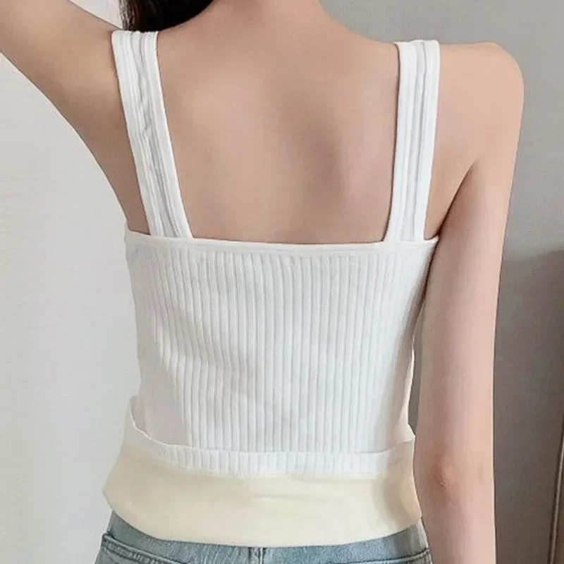 Thicken Autumn Warm Plush Base Tank Tops Sleeveless Solid Thermal Underwaist Vest FoFemale Winter Crop Tops Women\'s Shirt Camis