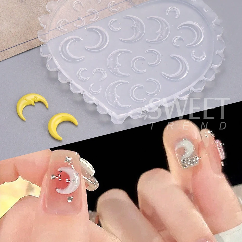 Bow Tie Nail Art Heart Shape Silicone Mold Star Rhinestones Shape Mold Templates Gel Print Stencils Manicure Carving Decoration