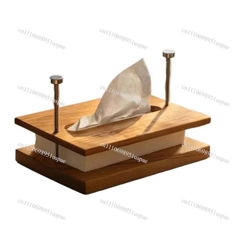 Mid-century Cherry Wood Tissue Box  Floating Spring-loaded Dispenser  Smooth Pull Paper Holder  Minimalist Tabletop Organizer
