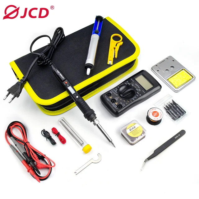 JCD 80W zestaw do lutowania elektrycznego wyświetlacz LCD z regulacją temperatury 220V 110V z zestawem narzędzie naprawcze do spawania 830PLUS multimetr