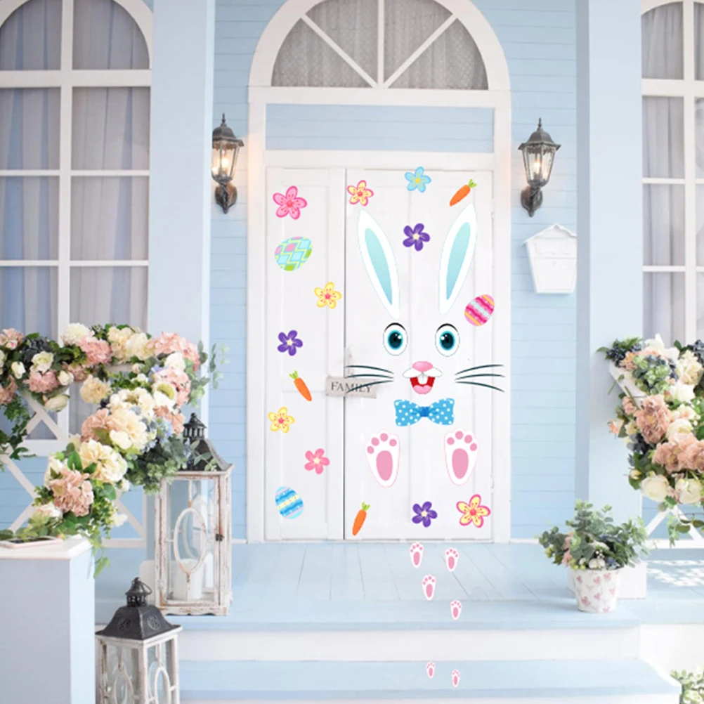 

1Set Easter Wall Decal PVC Sticker for Glass Window Door Hotel Restaurant Kids Room Easter Wall Decorations Colorful Egg