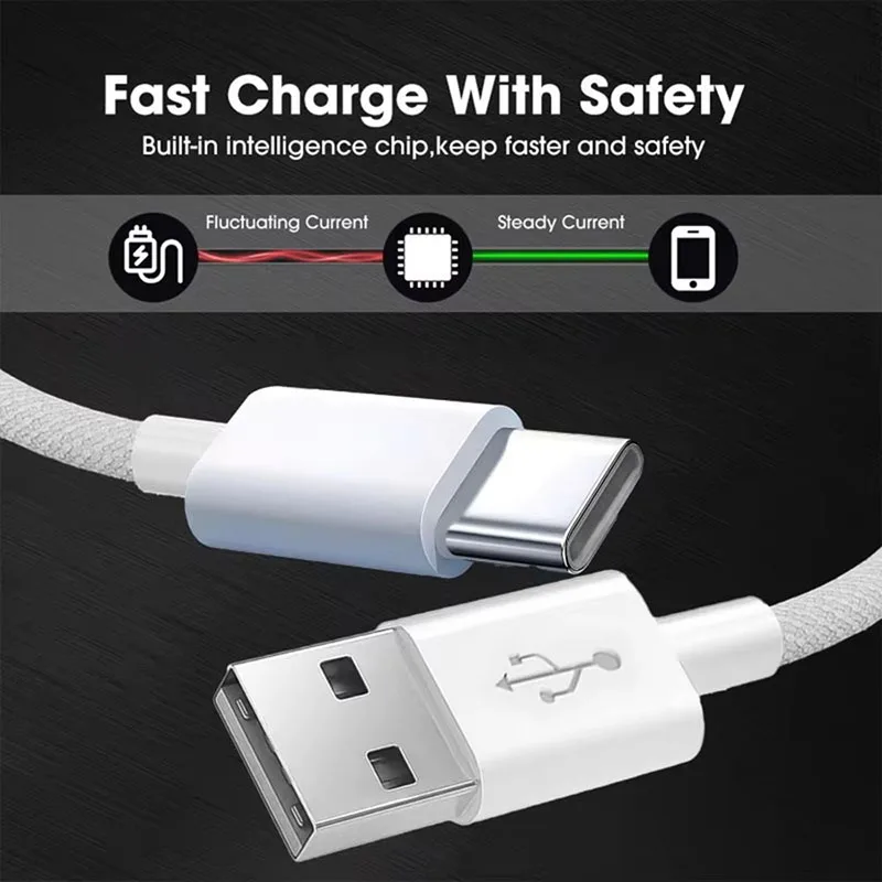 USB A to Type C Cable Fast Charging Wire Mobile Phone Line USB C A Variety Of White Data Cables Cord For Samsung Xiaomi Andriod