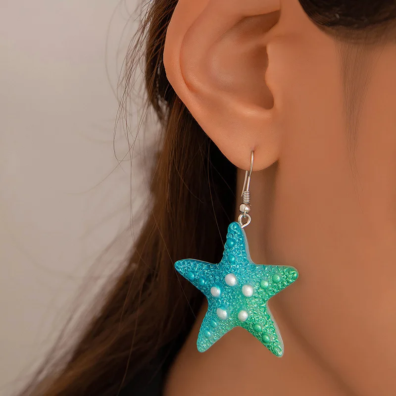 Tocona Bohemia Shell Sea Star Drop Dangle Earrings for Women Fashion Geometric Alloy Metal Sea Beach Party Jewelry сережки