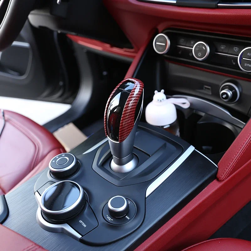 ABS Carbon Style Car Interior Gear Shifter Knob Frame Cover Trim For Alfa Romeo Stelvio Giulia 2017-2019 Interior Accessories