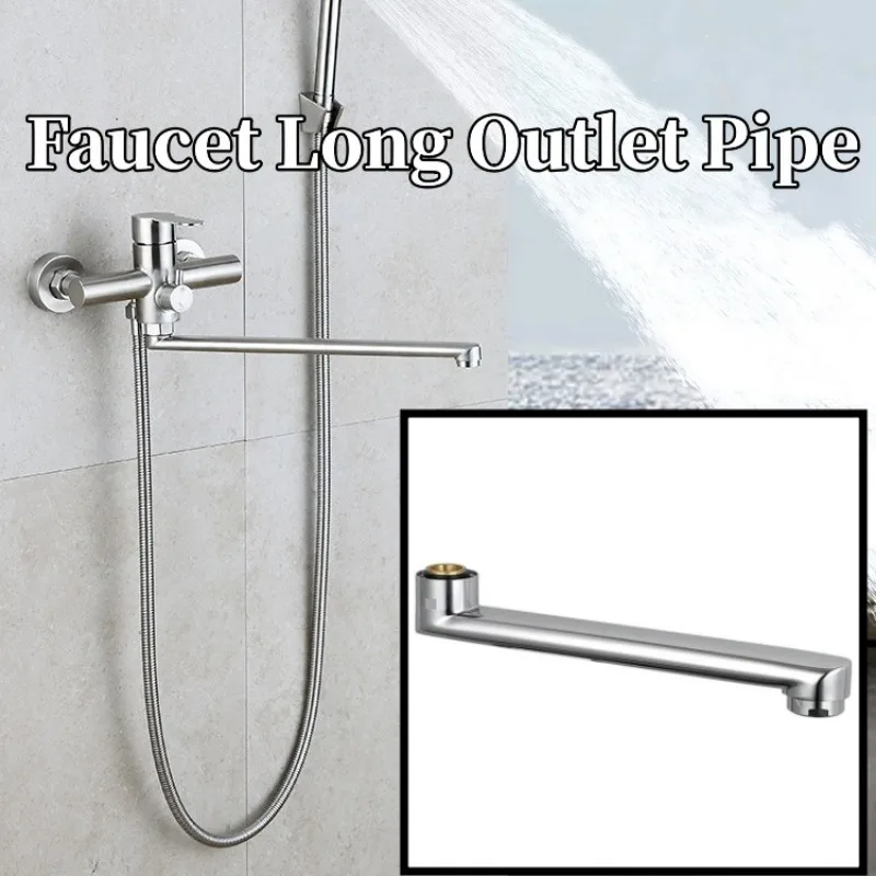 Stainless Steel Kitchen Faucet Extension Pipe 3/4'' Bathtub Outlet Tube Faucet Leaking Repair Parts 15-35cm Bathroom Accessories