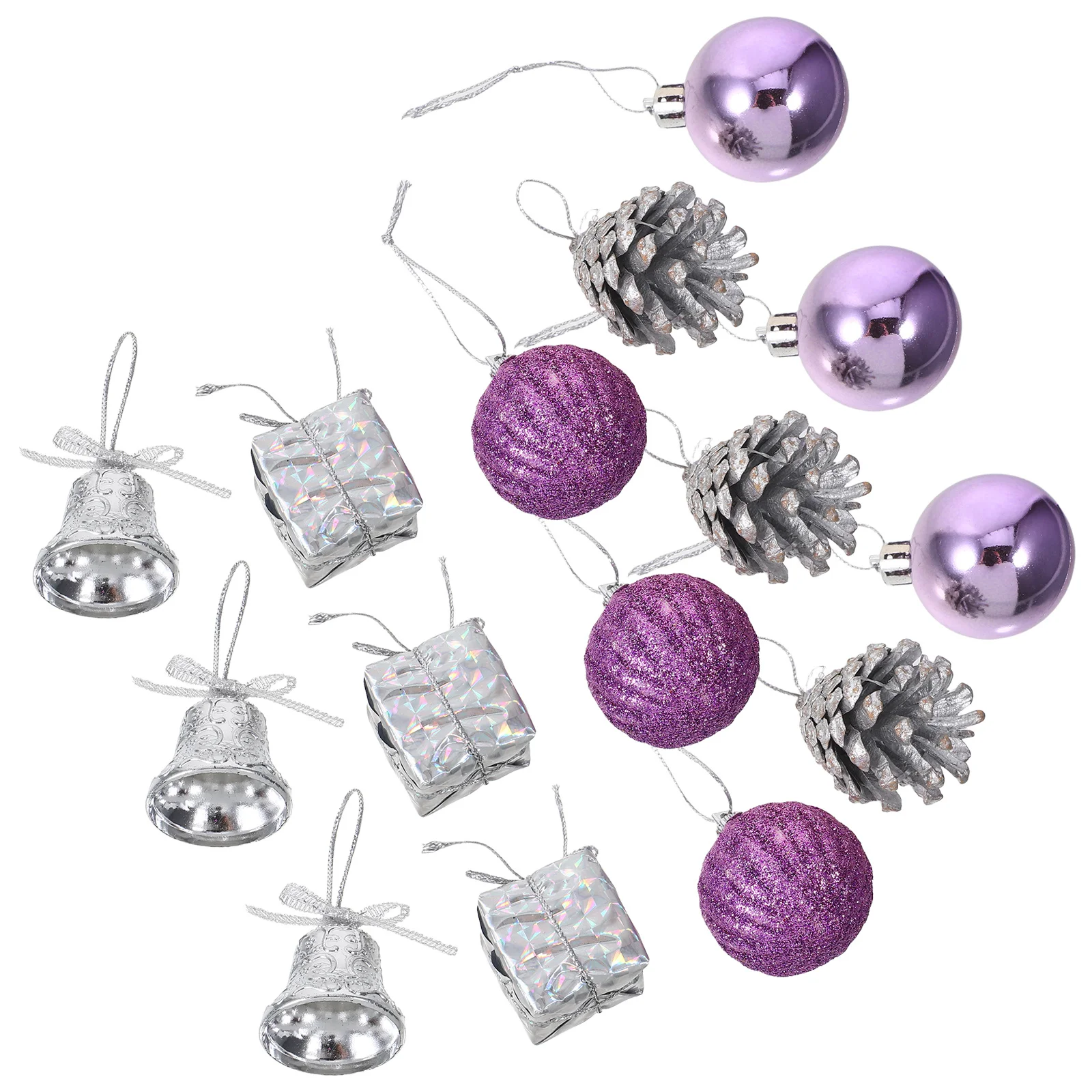

40Pcs Shatterproof Glitter Christmas Tree Ornaments Purple Hanging Baubles Festive Holiday Decor Xmas Decoration Set