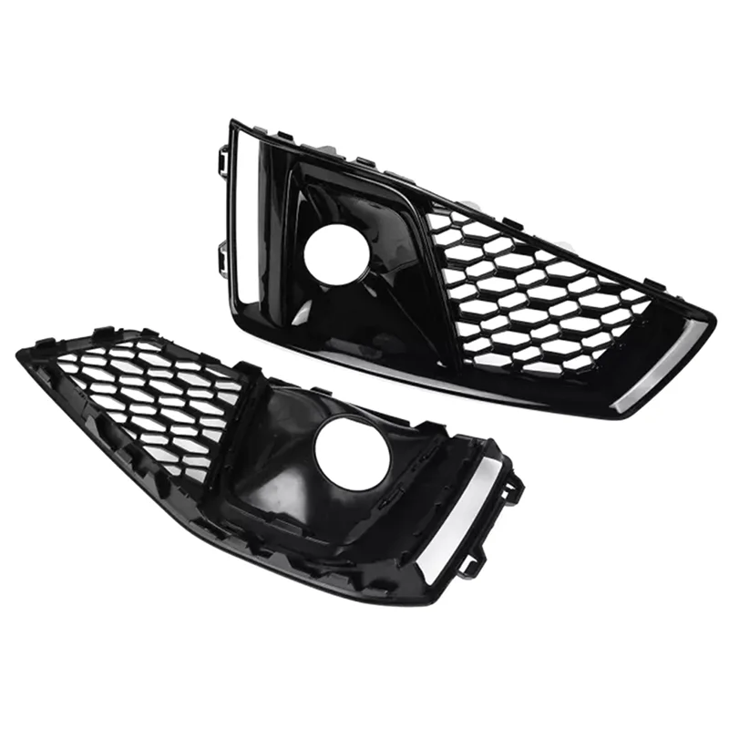 1 Pair Car Front Bumper Fog Light Lamp Grill Grille Honeycomb for Audi A4 B9 S-LINES S4 2019 2020 8WD807681J 8WD807682J