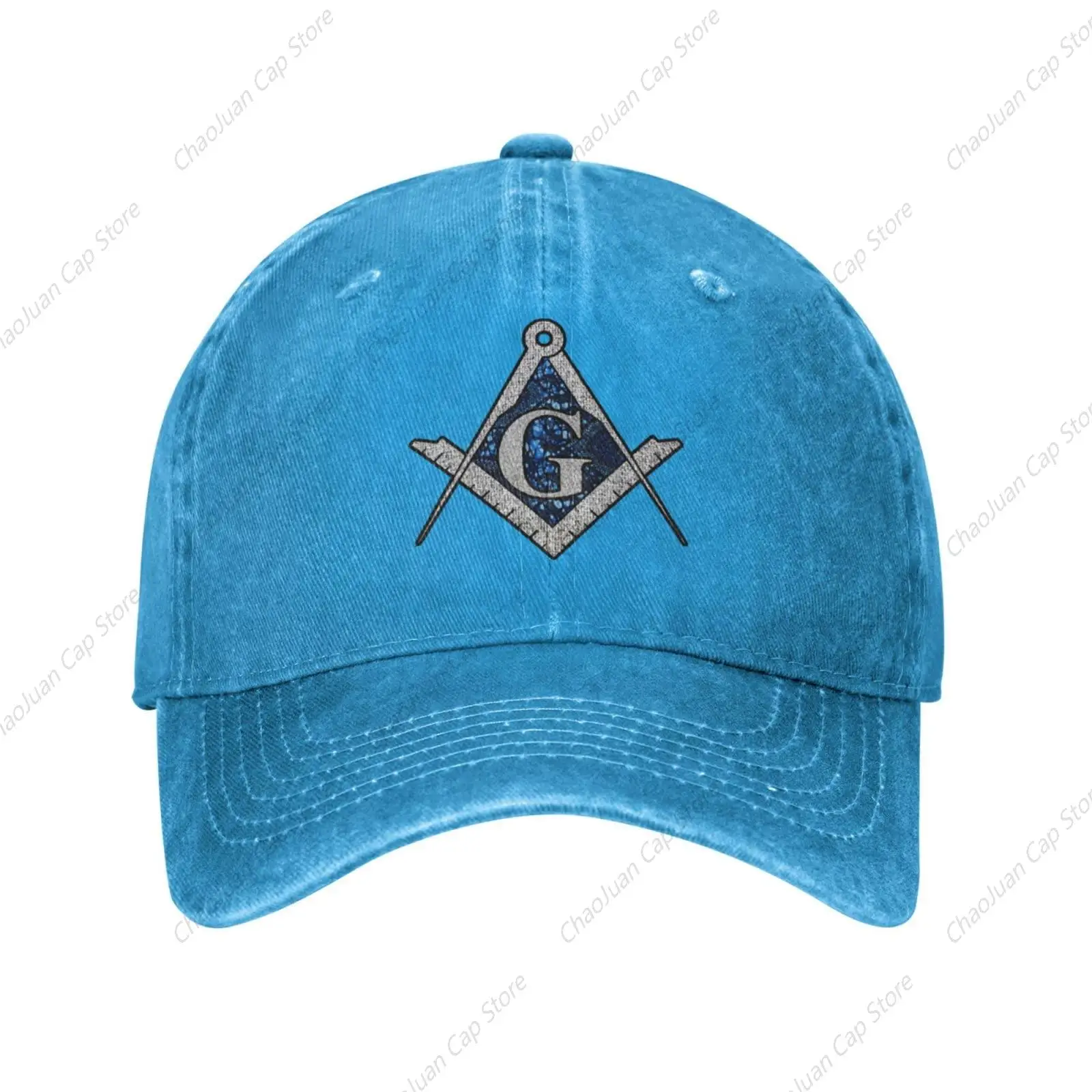 Mason Masonic Blue African Print Compass Cowboy Hat Men Vintage Baseball Cap Women