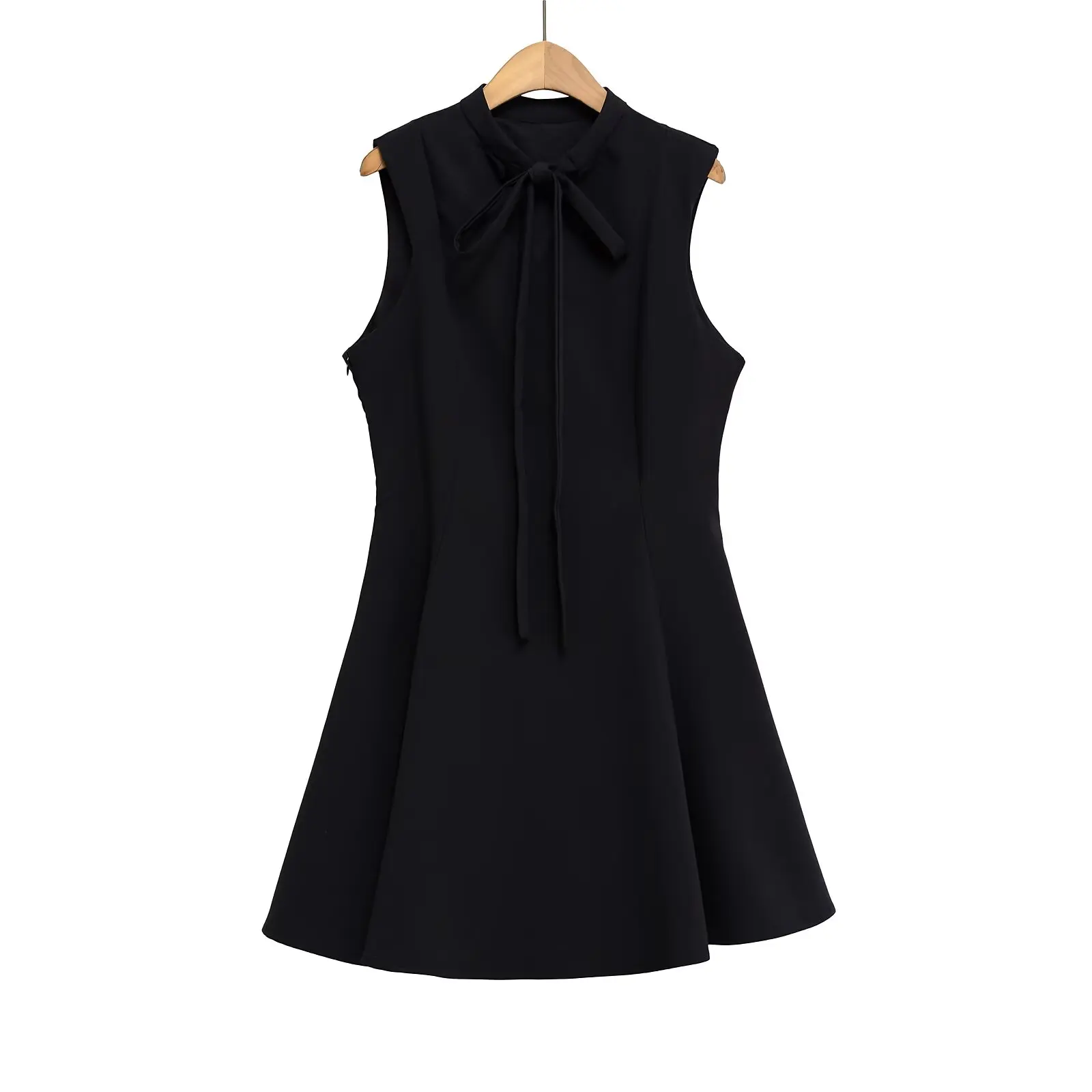 

BM&MD&ZA Women's Casual Elegant Sweet Sleeveless Vest - style Mini A - line Dress with Neck Tie Bow