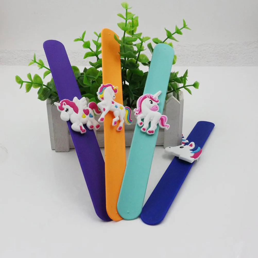 

6 pcs Silicone Slap Bracelets Unicorn Design Kid Party Favors Flexible Skin-Friendly Wearable Gifts For Birthday Carnival New