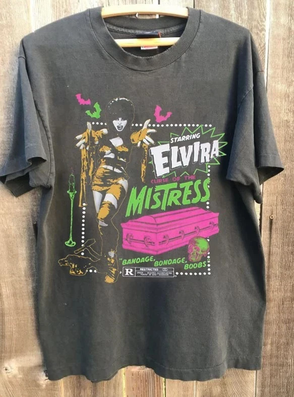 Camiseta Elvira Mummy Curse, diseño raro, color carbón, camiseta unisex, camisetas para hombre