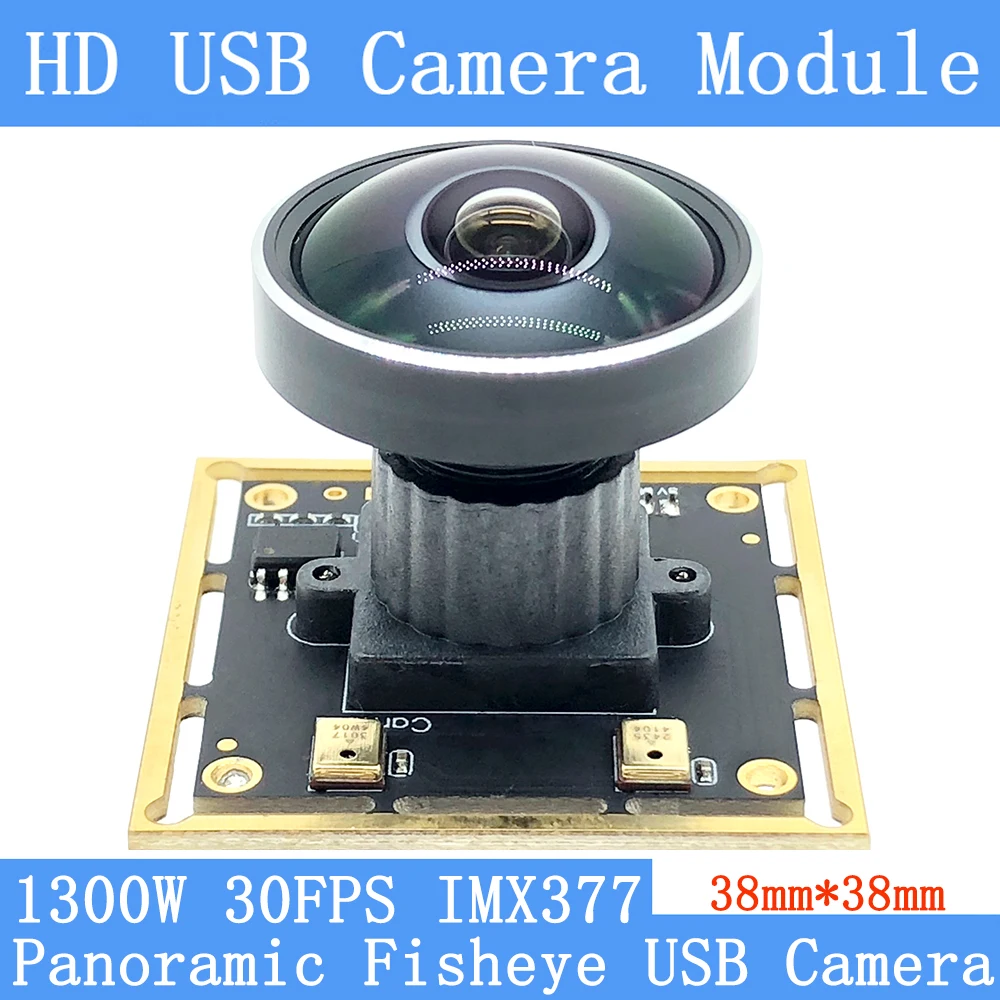1300W Plug Play 360° Panoramic Fisheye CCTV Webcam High Resolution 4K 3840x2880 IMX377 UVC Driver 30fps USB Camera Module