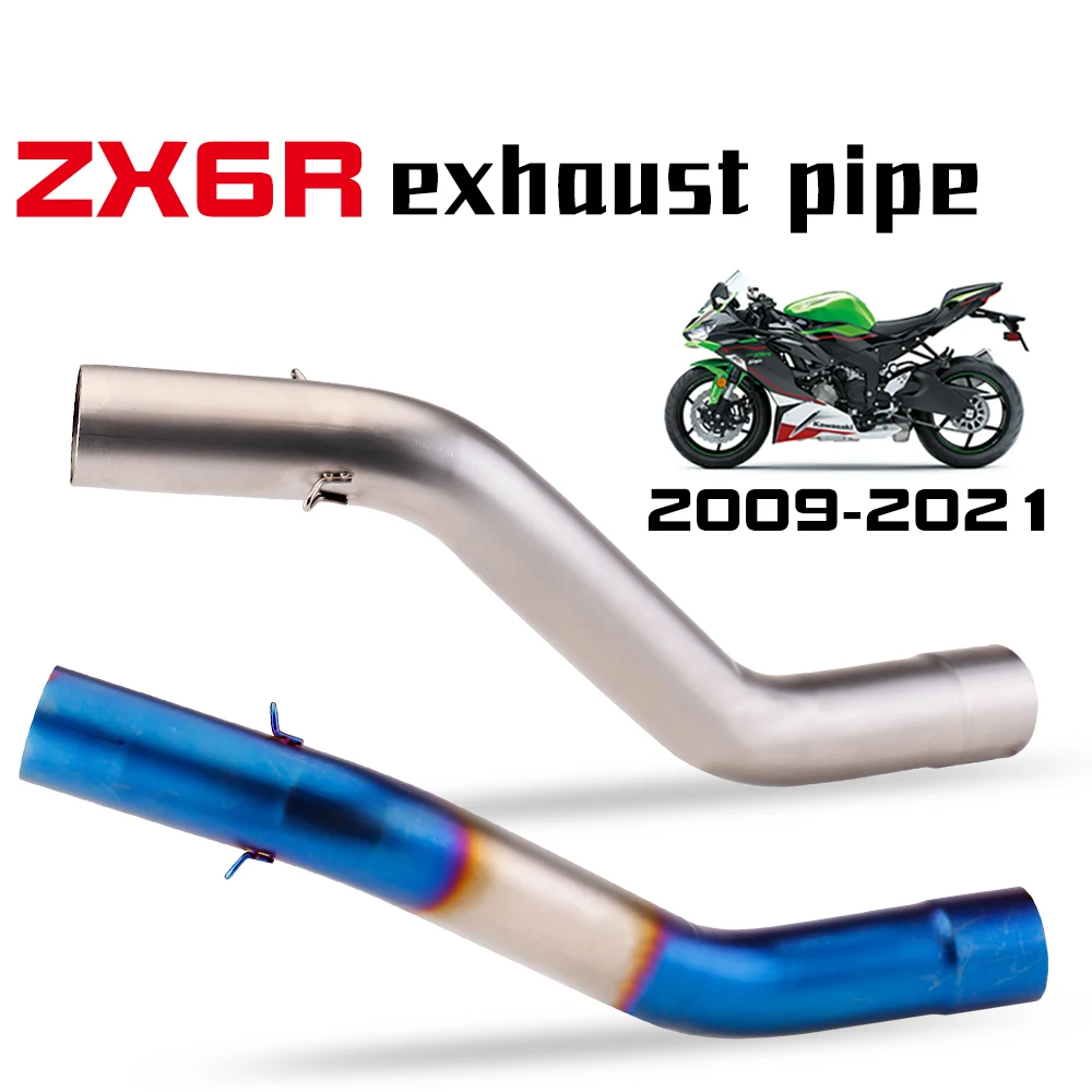 دراجة نارية ZX6R ZX636 قسم توصيل العادم الأنابيب الأوسط وصلة أنبوب ل ZX6R ZX636 2004 2005 2006 2007-2024