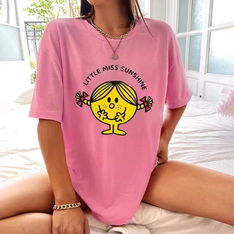 

Little Miss Sunshine Women's Cotton T-shirt Summer Printed T-shirt Breathable Micro Elastic Simple Fashion Versatile Casual Top