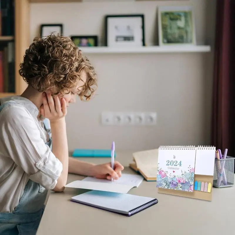 2024 Calendar Desk Small Office Calendar Paper Desktop Calendars English Table Decor Daily Adornment Planner