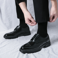 Handmade Men's Wingtip Oxford Shoes Black Leather Brogue Men's Formal Leather Shoes Classic Business Formal Men's Shoes Oxfords
