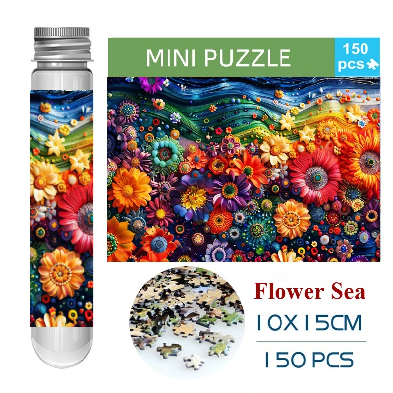 150PCS Mini Test Tube Flower Sea Difficult Jigsaw Puzzle  Decompression Toys Game Family Educational Toys