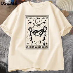 In My Feral Era Raccoon T Shirt Mystical Racoon Tshirt Tarot Card Print T-shirt Summer Cotton Short Sleeve Tee Shirt Men Clothes