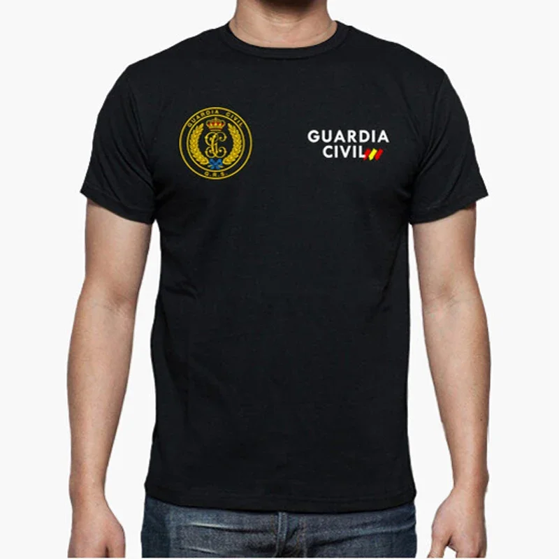 España Guardia Civil GRS Insignia Camiseta. 100% Algodón De Alta Calidad, Cuello Redondo, Casual Top