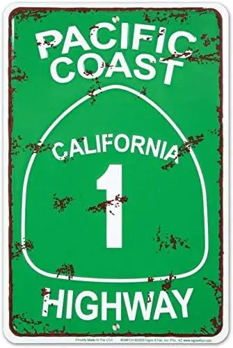Pacific Coast Highway Tin Sign 8 x 12in sign