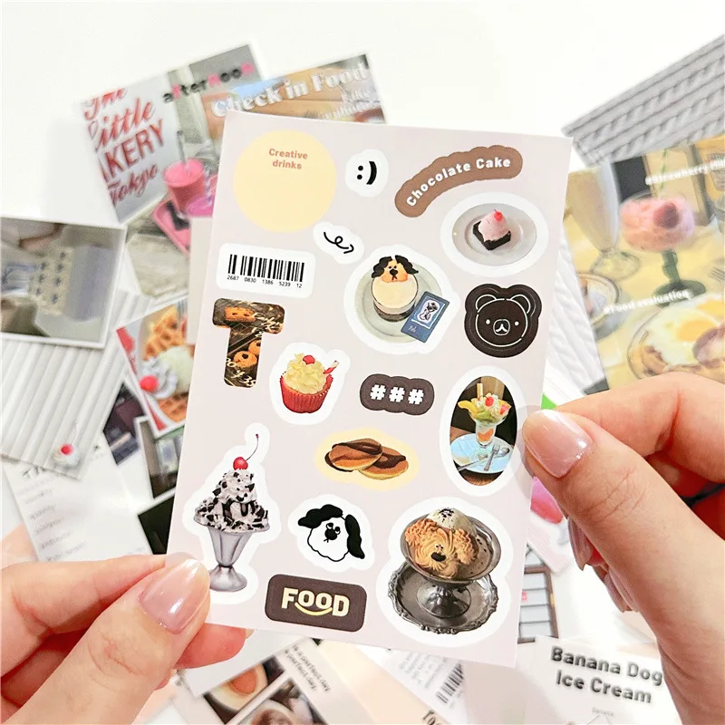 Korean Sticker Bag Tea Dessert Autumn and Winter Brochure Material Decoration  Color Photo Props