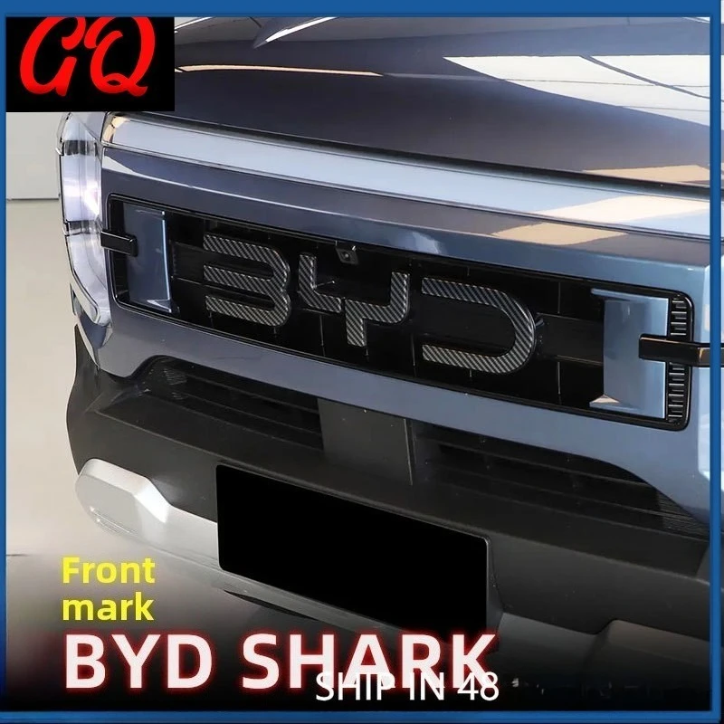 

forBYD shark front car logo blackened personalized shark 6 car logo, blackened accessories, precision ABS material scratch-proof