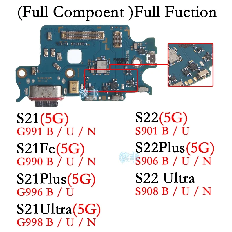 

Usb Dock Charger Port for Samsung Galaxy S901 S906 S908 S21 S22 Fe Plus Ultra G991 G996 G998 G990 B U N Charging Board Module