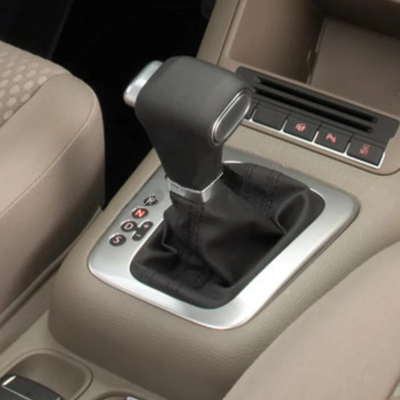 AU33-Car AT Car Gear Shift Knob Gaitor Shifter Lever Gear Stick Knob Leather Cover For Skoda Tiguan Touran Bora Passat