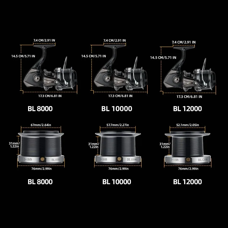 8000 10000 12000 لعبة كبيرة تصفح الغزل الصيد بكرة مع 20 كجم سحب الطاقة عارية الذراعين محامل مجانية بكرة معدنية مقعد سبائك الزنك والعتاد #3
