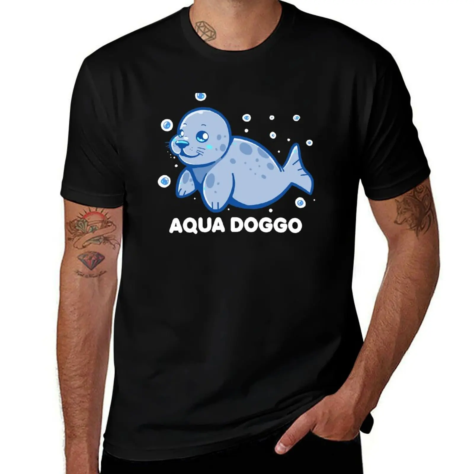 

Aqua Doggo - Funny Seal T-Shirt t shirts cotton 100% anime t shirts oversize men t shirt cotton 100% T-shirt