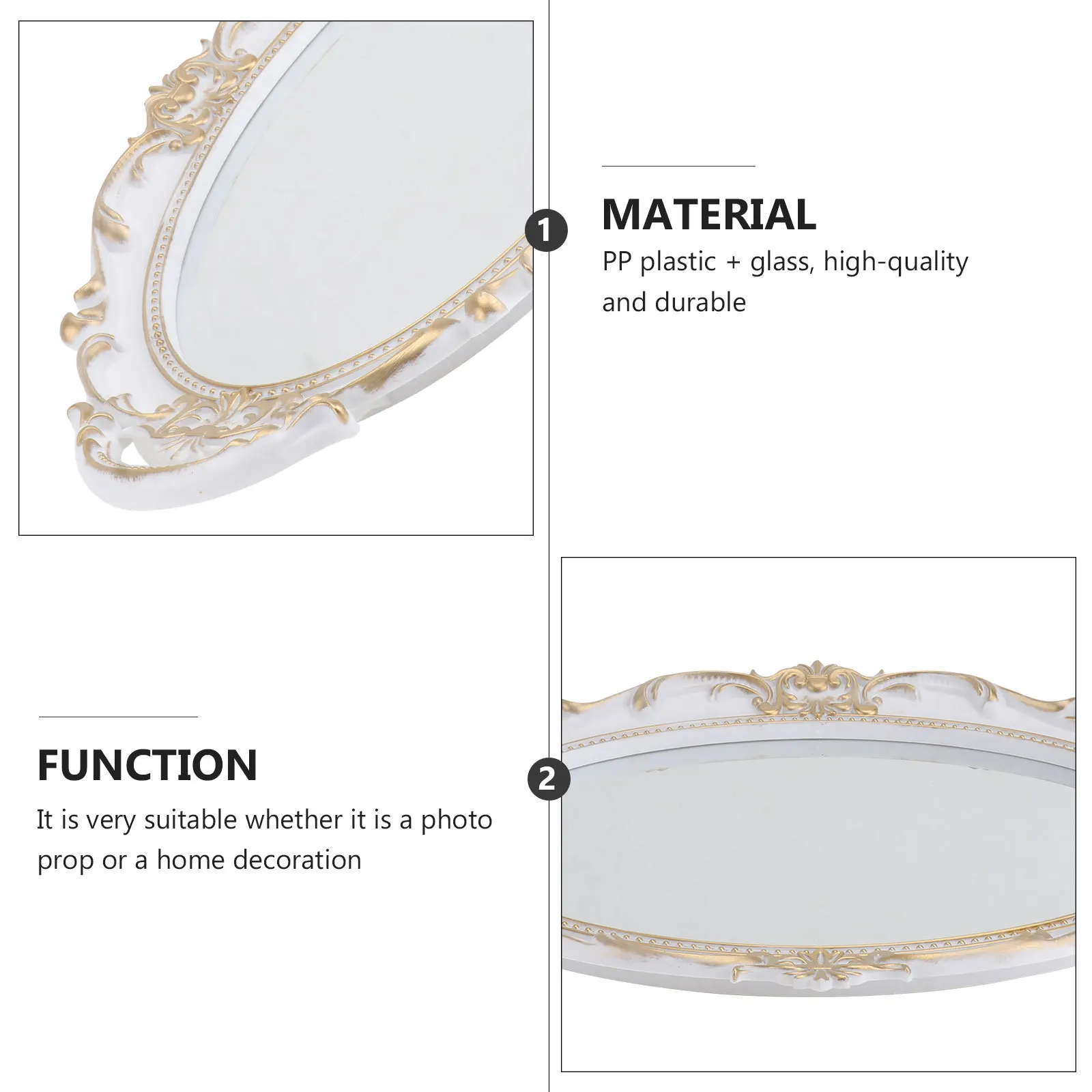 1 قطعة علبة مرآة عتيقة الرجعية النمط الأوروبي تخزين صينية العرض العطور التصوير الدعامة لوحة مرآة الزخرفية