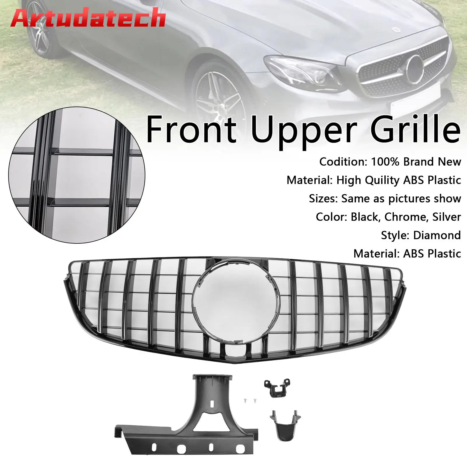 

Artudatech GT Style Front Bumper Grille Grill Fit for Mercedes E-CLASS W207 Coupe 2014-2017 Car Accessories